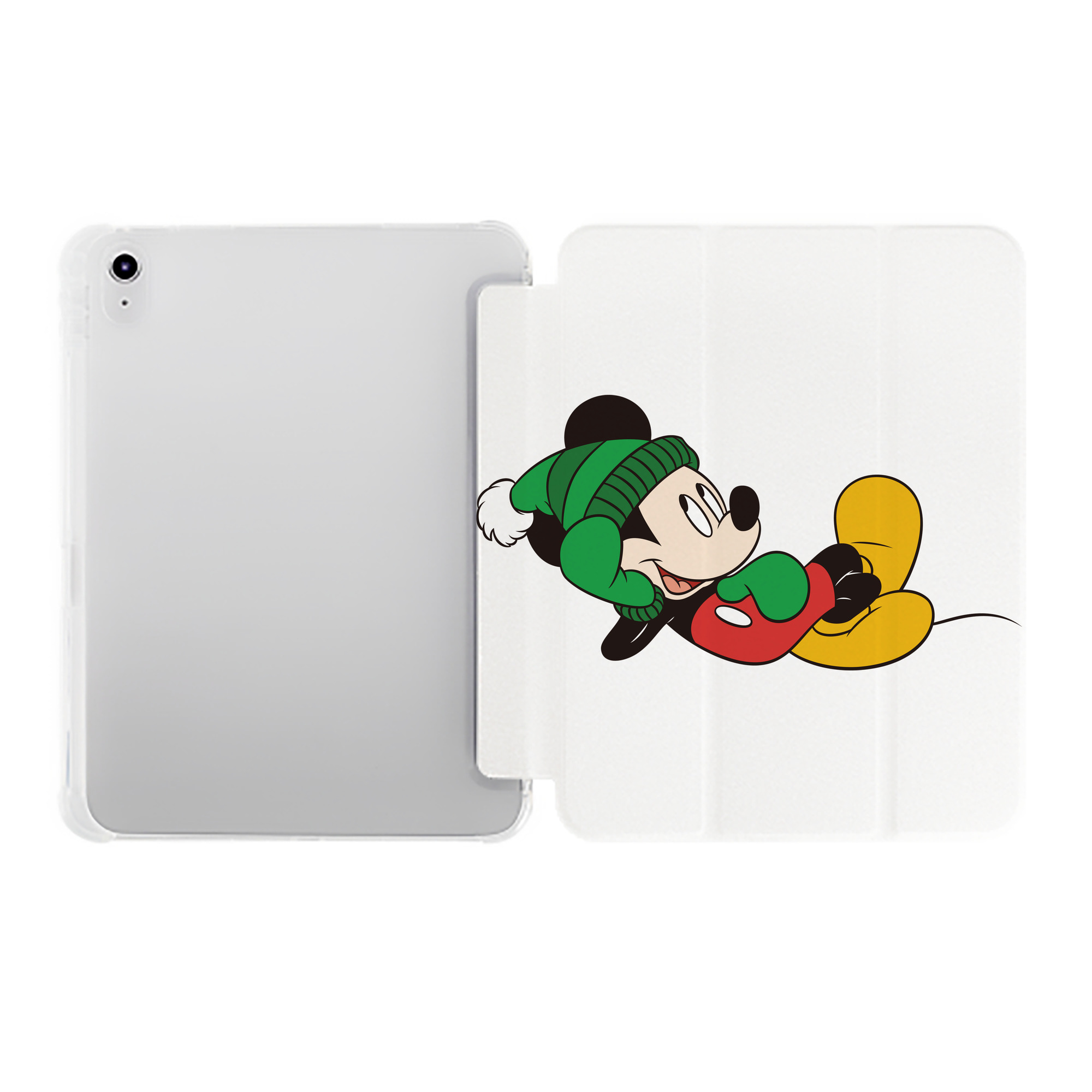 （画像用） ミッキーマウス Mickey Mouse IPad ケース ペン収納付き 三つ折りスタンド PUレザー×シリコン 対応機種9.5/10.5/10.9インチ